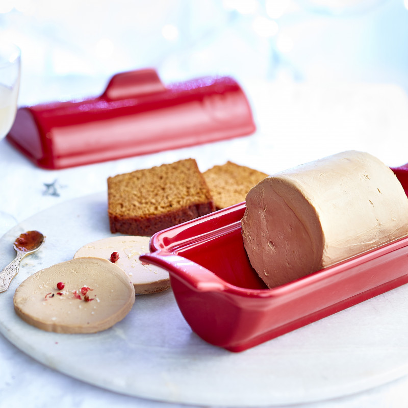 Terrine à foie gras en céramique façon médaillon 24 x 10 cm Blanc